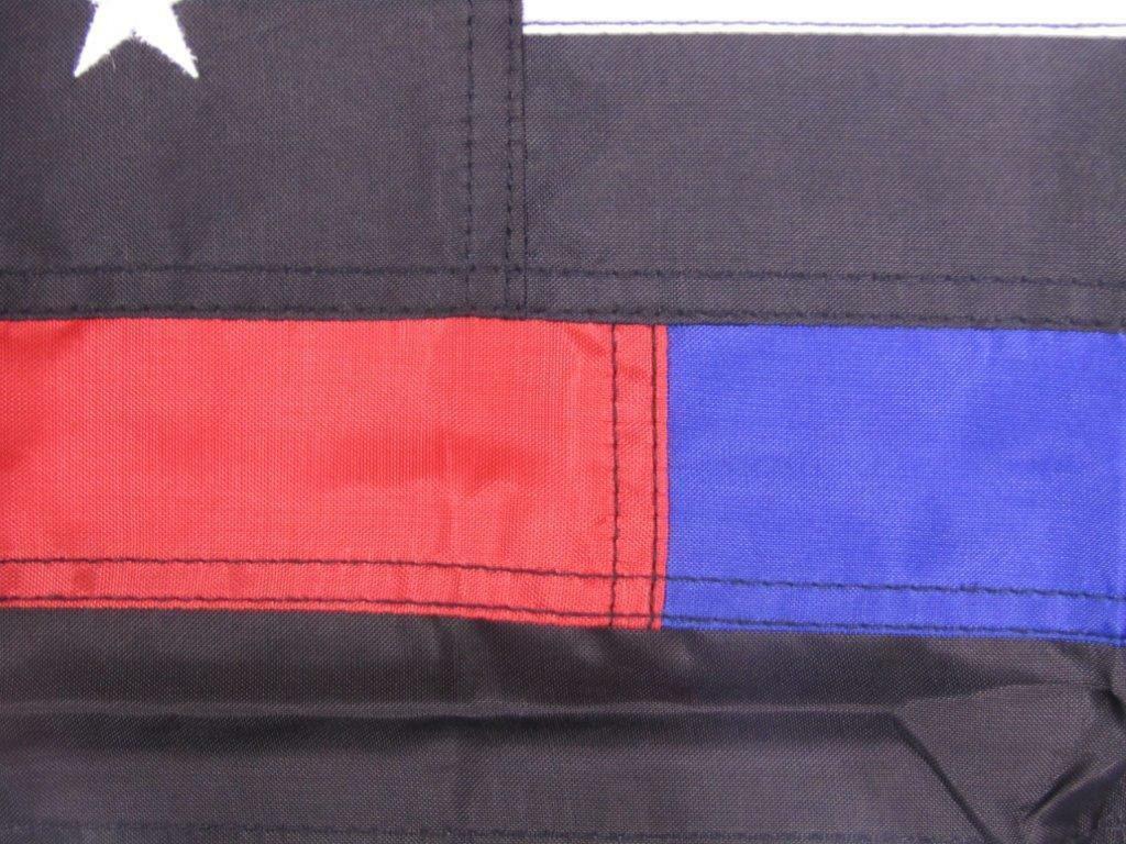 4x6 Embroidered Sewn Thin Red Blue Line USA American 210D Nylon Flag 4'x6' Clips