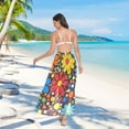 thumbnail image 7 of FORMRS Womens Long Sarong Beach Wrap Semi-Sheer Bikini Skirt Bathing Swimsuit Cover Up, Cartoon Flowers, 7 of 7