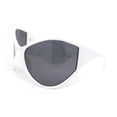 thumbnail image 3 of Polarized Exaggerated XXL Wrap Curved Mask Style Plastic Sunglasses White - Black, 3 of 4