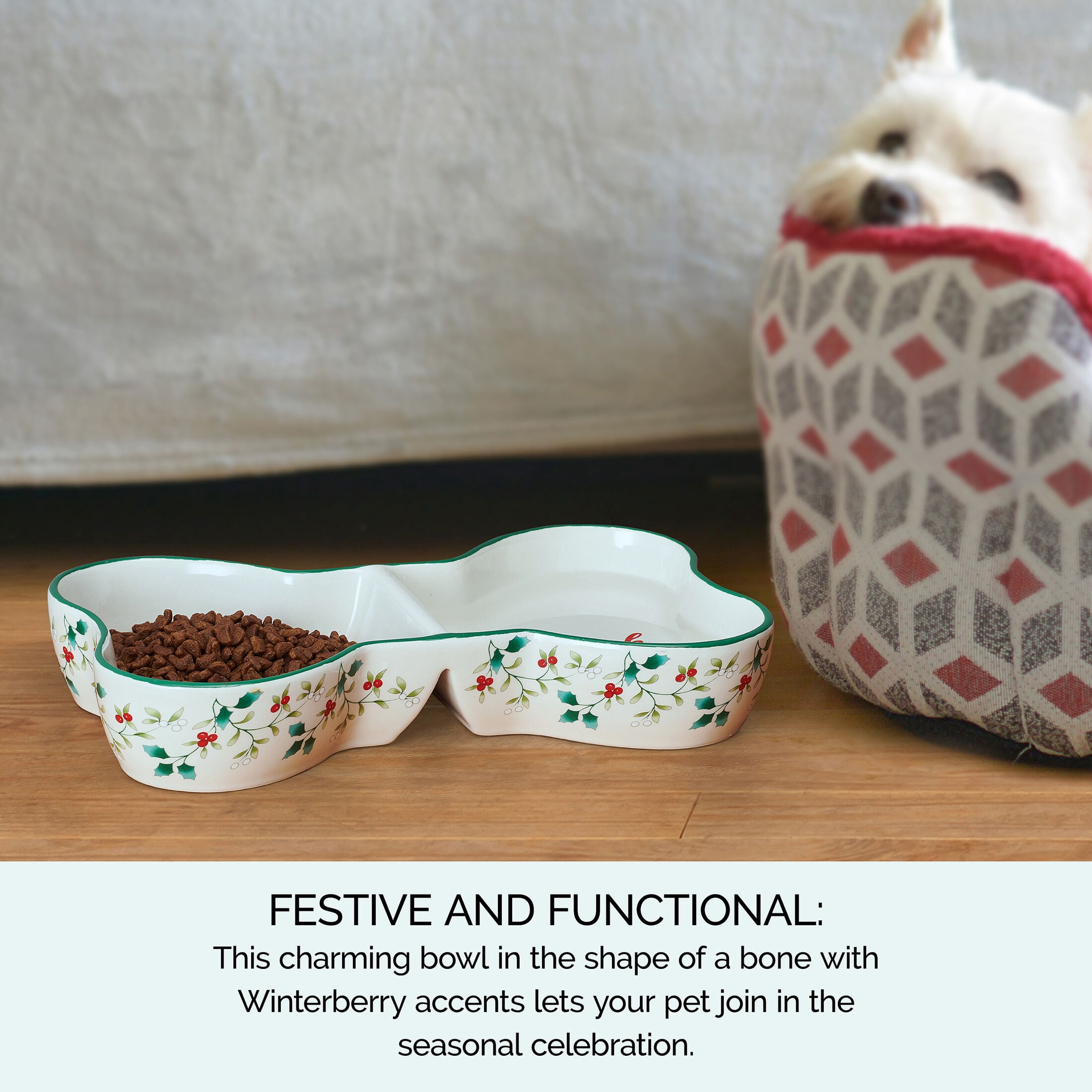 Pfaltzgraff Winterberry Dolomite Divided Pet Bowl