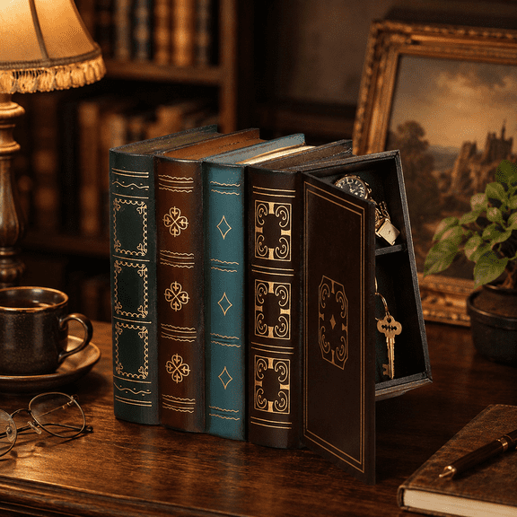 Vintage Book Shaped Storage Box, Decorative Faux Book Organizer for Jewelry, Shelf Desk Office Living Room Decor Book Box