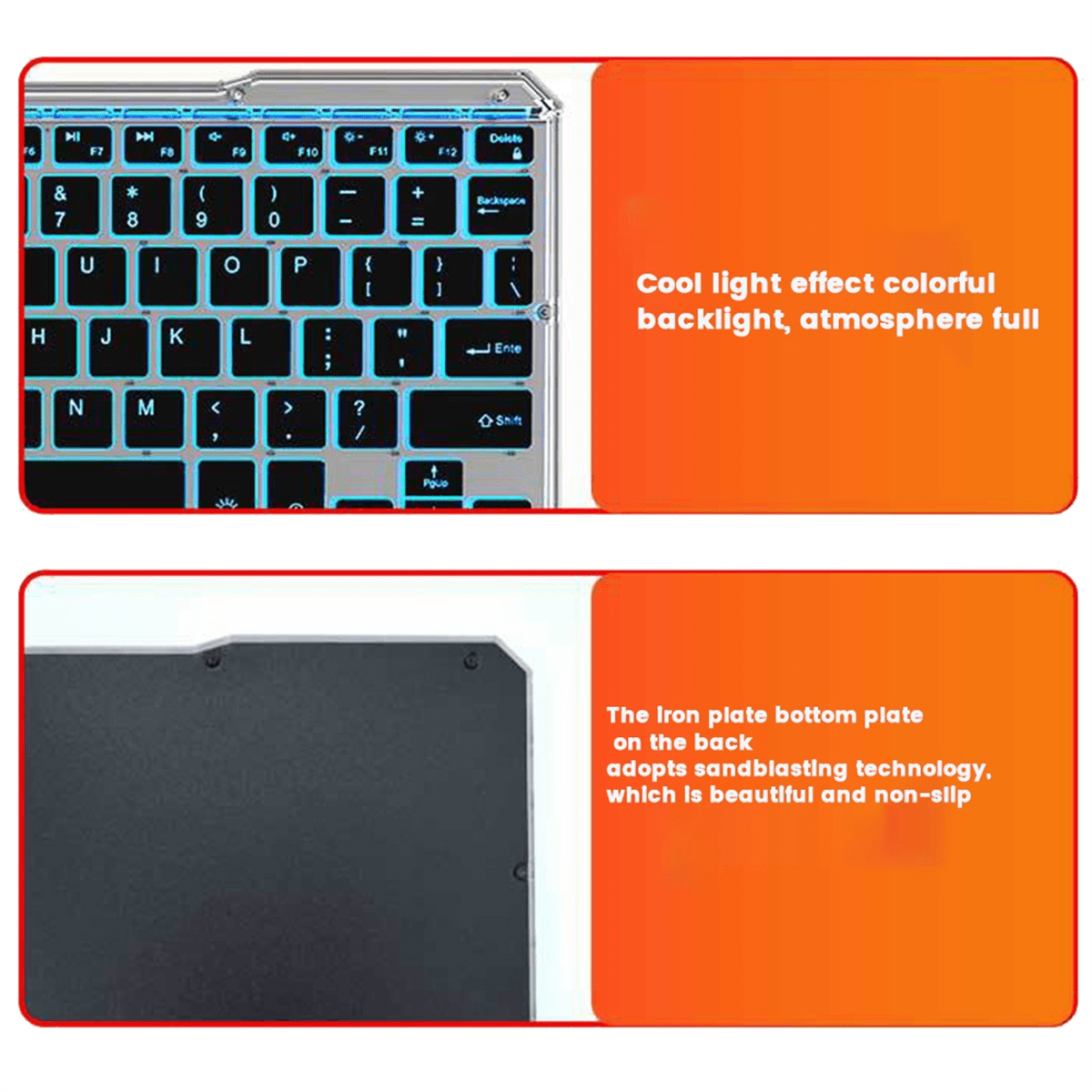 Luminous Wireless Keyboard Rechargeable Touchpad Keyboard Bluetooth Keypads for Phone PC Tablet Gaming Black