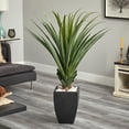 thumbnail image 4 of Nearly Natural 4.5' Spiked Agave Plastic Artificial Plant in Black Planter (Indoor/Outdoor), Green, 4 of 5