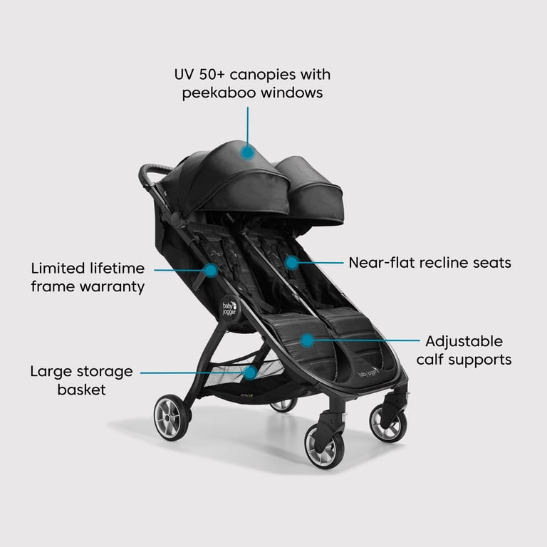 Baby Jogger City Tour 2 Double Stroller, Pitch Black - Walmart.com