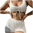 thumbnail image 2 of Women's Vest Lacing Swimwear Summer Two Piece Swimsuit Beach Bikini Women Two Piece Swimsuit with Shorts Short Swimsuits for Women Front Tie Skirt Set Board Shorts Boys Size 14 Girls Swim Shorts Size, 2 of 8