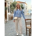 thumbnail image 7 of DARING DIVA Women's Lightweight Zip Up Collar Denim Jacket S Light Blue, 7 of 7