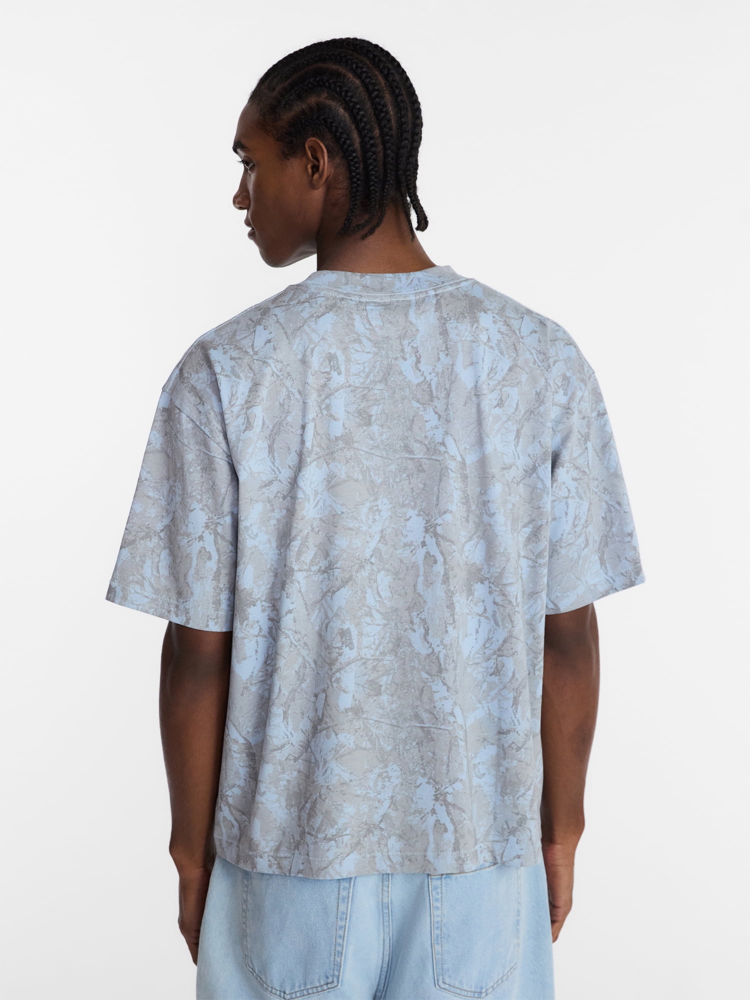 No Boundaries Cotton Oversized Cropped Tee with Short Sleeves, Men's and Big Men's XS-5XL