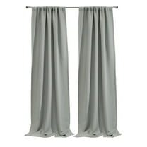 Brasilia Room Darkening Dual Header Curtain Panel 52" x 95" in Silver