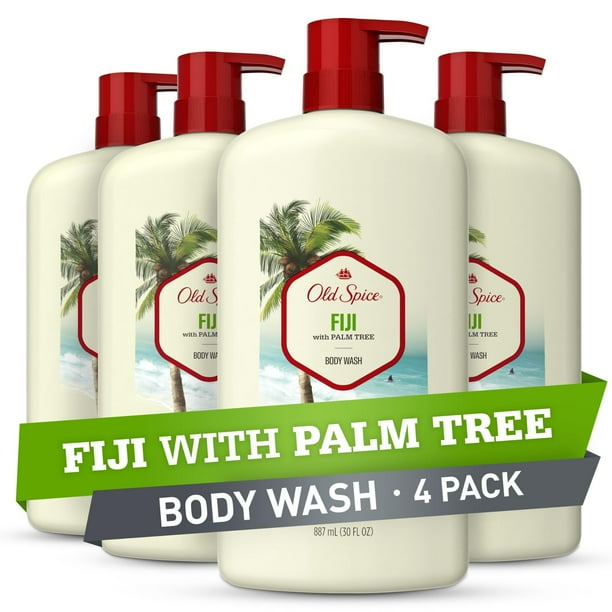 Gel de baño Old Spice Fiji con aroma a palmera, 750 ml (paquete de 4)