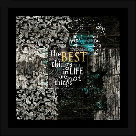 Best Things Distressed Grunge Religious Typography Black & White, Framed Canvas Art by Pied Piper