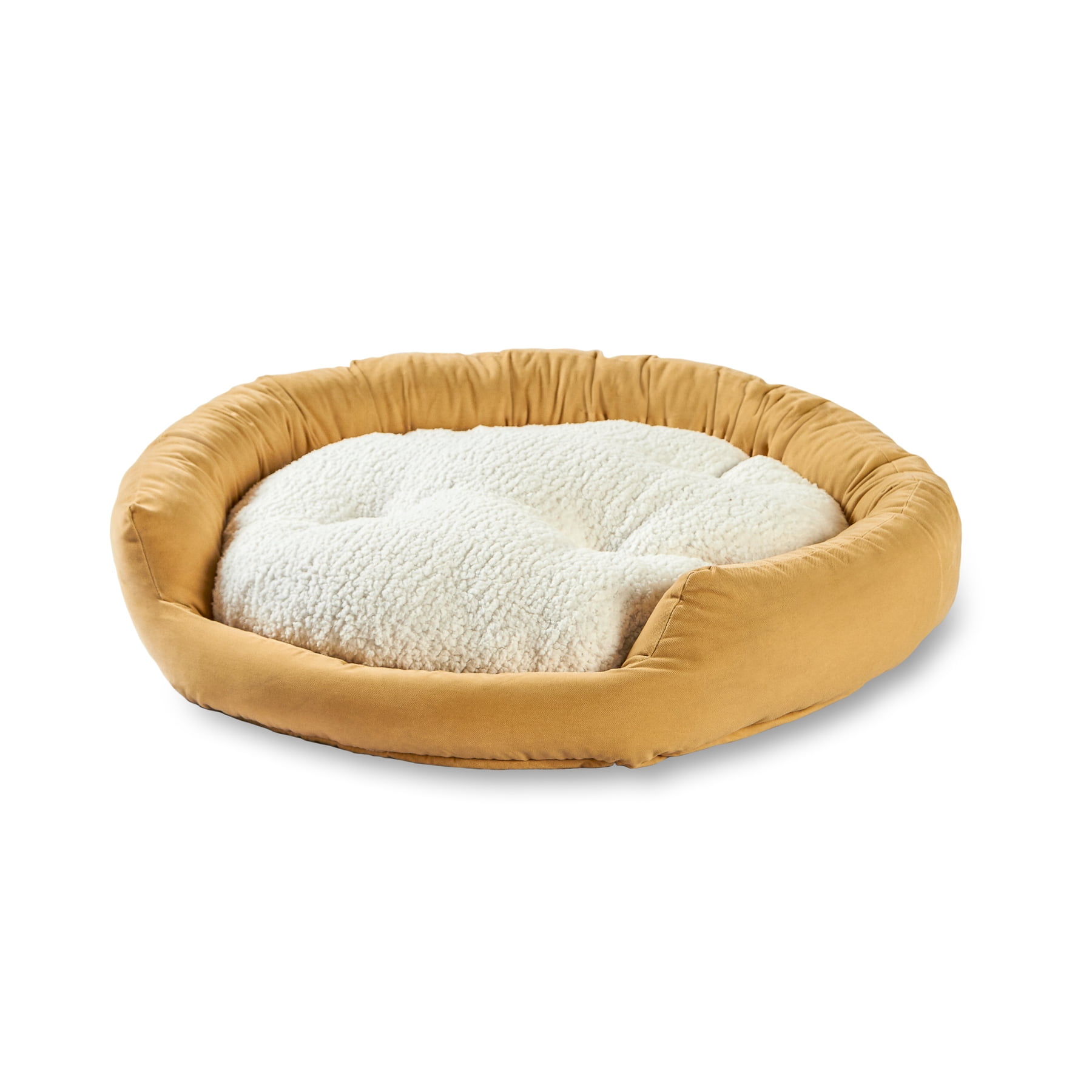 Happy Hounds Chloe Buttercream Sherpa Cuddler Donut Cat Bed