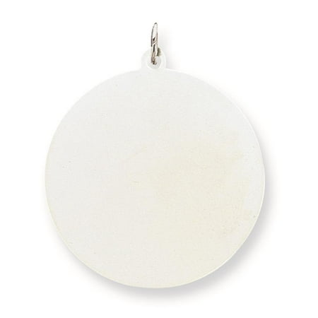 925 Sterling Silver Engravable Round Disc Charm Pendant 35mmx32mm