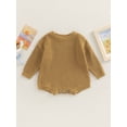 thumbnail image 2 of Cenuakty Newborn Baby Romper, Knitting Ribbed Surface Round Neck Long Sleeve Solid Color Crotch Button Bodysuit, 2 of 8