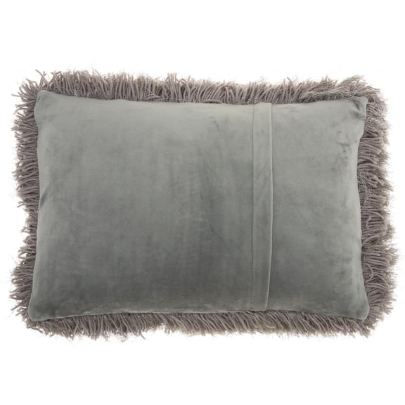 Slate Gray Super Shaggy Throw Pillow