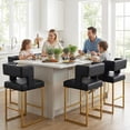 thumbnail image 2 of 26" Bar Stools Set of 4, Faux Leather Counter Height Bar Stools with Square Open Backrest and Metal Frame, Kitchen Counter Chair for Island, Home Bar, Pub, 2 of 10