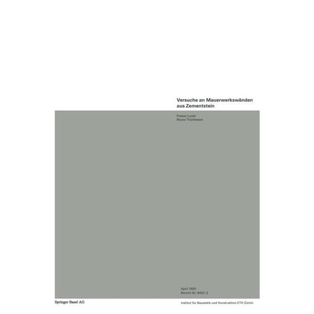 ISBN 9783764324919 product image for Institut Für Baustatik. Versuchsberichte: Versuche an Mauerwerkswänden Aus Zemen | upcitemdb.com
