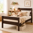 thumbnail image 2 of SESSLIFE Twin Bed Frame, Solid Wood Twin Platform Bed Frame with Headboard & Footboard, No Box Spring Needed with 250LBS, Easy Assembly, Espresso, 2 of 9