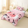 thumbnail image 2 of Manfei Cute Witch Hat Ghost Twin Comforter Sets 2pcs, Halloween Pumpkin Flowers Bedding Set, Light Pink Black,Pink Reversible,1 Comforter and 1 Pillowcase, 2 of 6