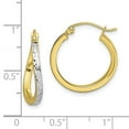 thumbnail image 3 of Diamond2Deal 10k Yellow Gold & Rhodium Diamond-cut Textured & Wavy Hoop Earrings for Women, 3 of 3