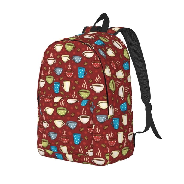 Easygdp Coffee Cups Mochila de Lona Resistente para Laptop, Compatible con Laptops de 15 a 17 pulgadas, Ideal para Escuela, Trabajo y Viajes-Small