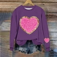 thumbnail image 5 of Felirenzacia 5XL Women’s Valentine Sweatshirt Cute Heart Graphic Pullover Long Sleeve Casual Holiday Top, Purple,3XL, 5 of 5