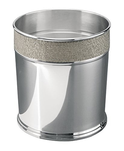 Mdesign Decorative Round Small Trash Can Wastebasket Garbage