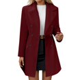 thumbnail image 5 of Trench Coat Women Double Wool Blend Overcoat with Notch Lapel Design Lined Peacoat Womens Coat (RD1 XXL), 5 of 6