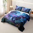 thumbnail image 3 of Homewish Wild Dinosaur Bed Spread Queen,Woodland Animals Queen Coverlet Set,Purple,3 Pieces, 3 of 7