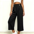 thumbnail image 3 of Bloomae Capri Pants for Women Wide Leg High Waisted Pleated Dress Pants Business Casual Capris Work Office Cropped Slacks Trousers with Pockets, 3 of 8