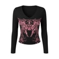 thumbnail image 4 of Womens Vintage Graphic Y2K Tops Short Sleeve Slim Fit T-shirt 2000s Trendy Emo Shirts Streetwear Grunge Clothes Summer Going Out Tops, 4 of 4
