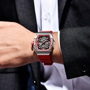 PAGANI DESIGN Mens Quartz Watches Chronograph Tonneau Stainless Steel Sports Wrist Watches for Men Synthetic Sapphire Dial Glass