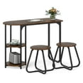 thumbnail image 1 of Costway 3 PCS Dining Table Set, Wooden Metal Kitchen Table & 2 Stools with Storage Shelves Rustic Brown+Black, 1 of 10