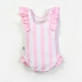 thumbnail image 5 of LNMQLPDBS Kids Swimsuits Set Girls One Piece Vertical Stripes Bikini with Hat Cute Bunny Printed Ruffle Trim Sleeveless Swimsuits 2t Bathing Suit Toddler Girls Summer Beach Outfit Cute Swimwear, 5 of 9