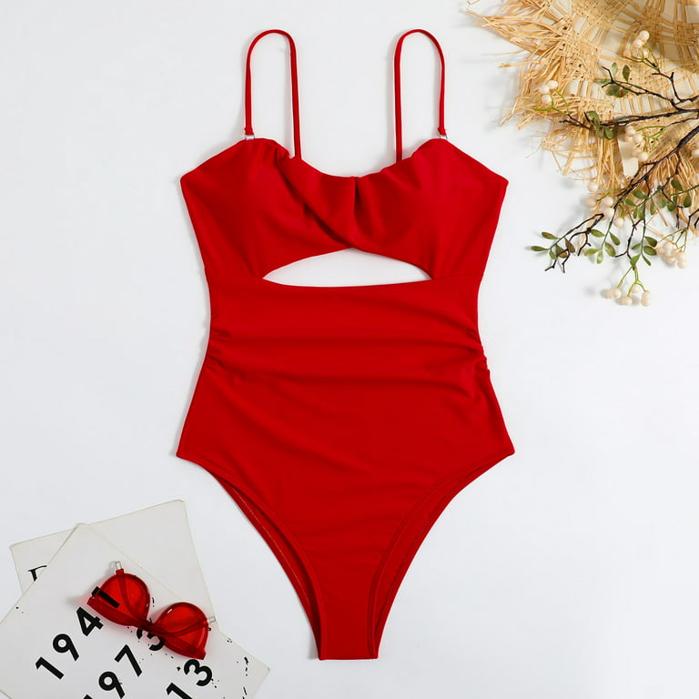 Tummy Control Swimsuit Women 2023 Cross Plunge One-Piece Thong Swimsuit  High Waist Bathing Suit