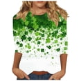 thumbnail image 2 of Gamivast Womens St Patricks Day Sweatshirts Plus Size Holiday 3/4 Sleeve Crew Neck Going out Tops Vintage Clover Graphic Tunic Shirt Spring Fashion Outfits, 2 of 5