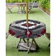 thumbnail image 4 of Boanket Outdoor Tablecloth with Umbrella Hole for Patio/Picnic/Party/Camping, Boho Red Grey Waterproof Table Cloth Round Cover Washable, Geometric Southwestern Retro Ethnic (Dia 54"), 4 of 7