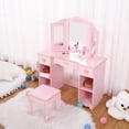 thumbnail image 2 of Shininglove Kids Princess Vanity Table and Chair Set, 4-9 Yrs Girls Makeup Table with Mirror, Pink, 2 of 6