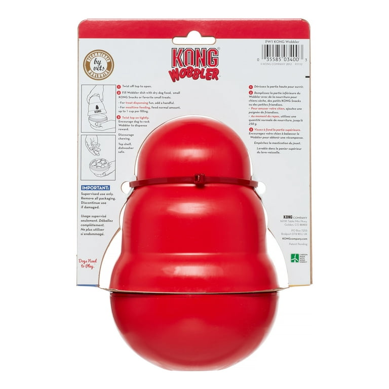 KONG Wobbler Food and Treat Dispenser Dog Toy Red 