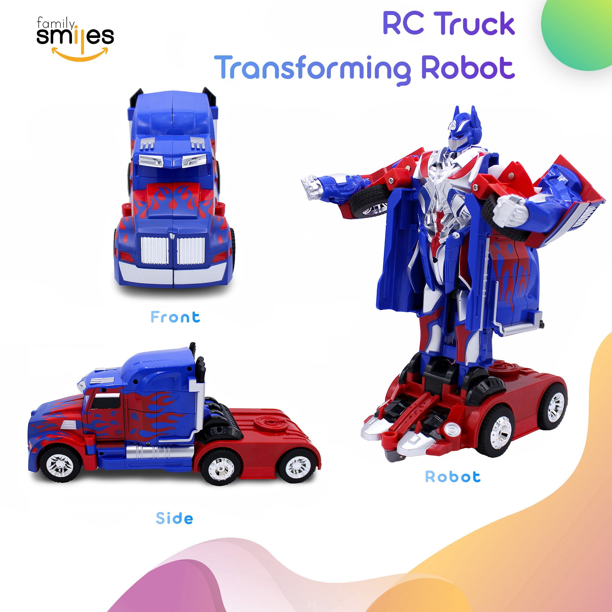 Family Smiles Kids Remote Control Toy Truck Transforming Robot RC Vehicle Toys Boys Age 8 12