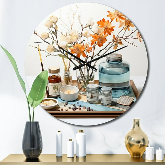 Designart "Arranging the Still Life II" Abstract Still Lifes Oversized Wall Clock