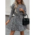 thumbnail image 2 of Crew Neck Printed Gigot Sleeve Dress for Women Above Knee Length, 2 of 5