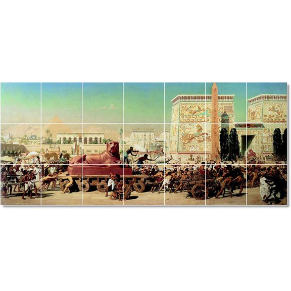 Ceramic Tile Mural-Edward John Poynter Historical Tile Mural Modern Interior Design. 29.75" w x 12.75" h using (21) 4.25 x 4.25 ceramic tiles