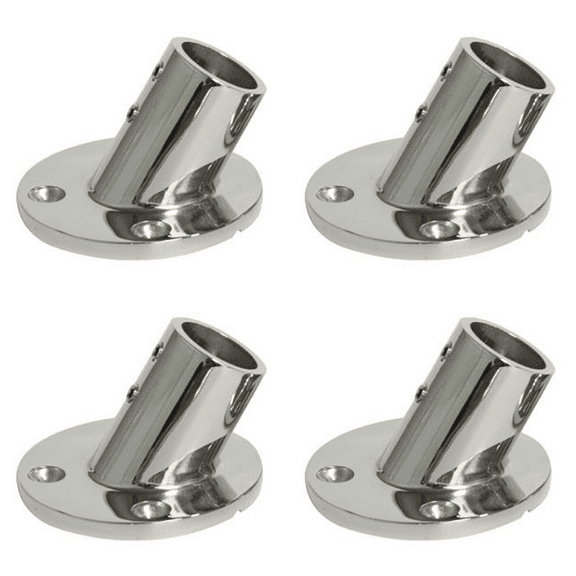 4X Marine Stainless Steel 60 Degree 22mm 7/8 Inch Tube Round Base Hand Rail Railing Fitting Yachts Accessories,4 x Hand Rail Base,Silver