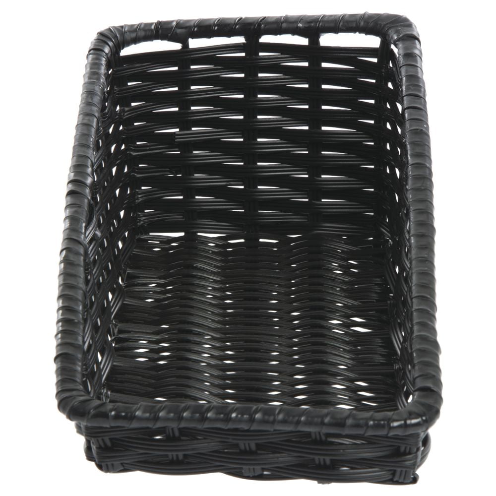 HUBERT Black Plastic Wicker Basket - 10x12x2.5 Inches For Produce & Display