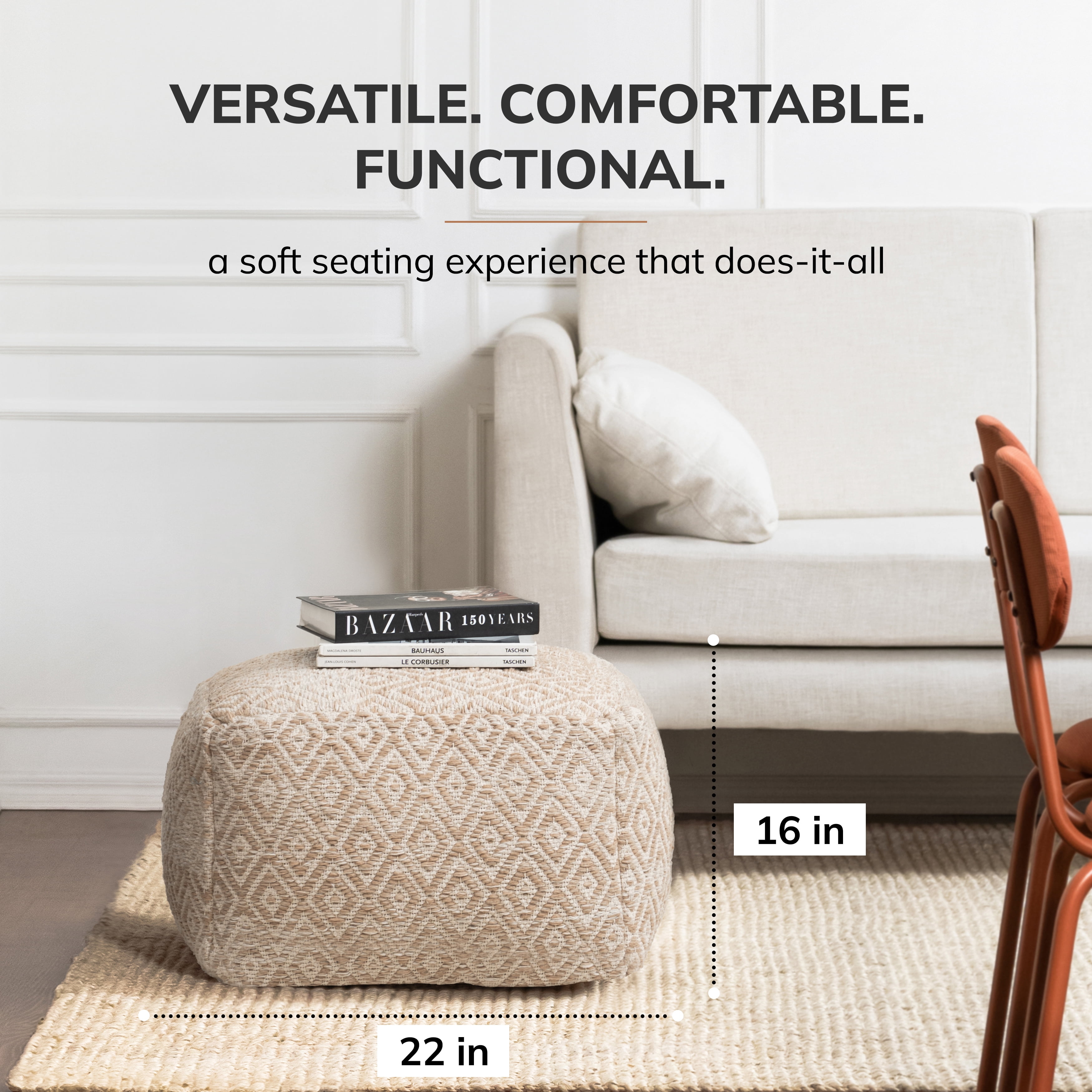 Anji Mountain Cube Geometric Woven Pouf