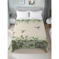 thumbnail image 4 of Twin Flat Sheet 66"x96", Hummingbird Soft Lightweight Bedding Flat Sheets Only, Sage Green Botanical Leaf Vintage Botanical Brushed Microfiber Top Bed Sheet, Breathable StainResistant Bedsheets, 4 of 9