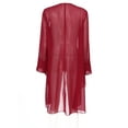 thumbnail image 4 of Miutii Womens Long Flower Cardigan Casual Draped Open Front Chiffon Cascade Cardigan Duster Burgundy S, 4 of 6