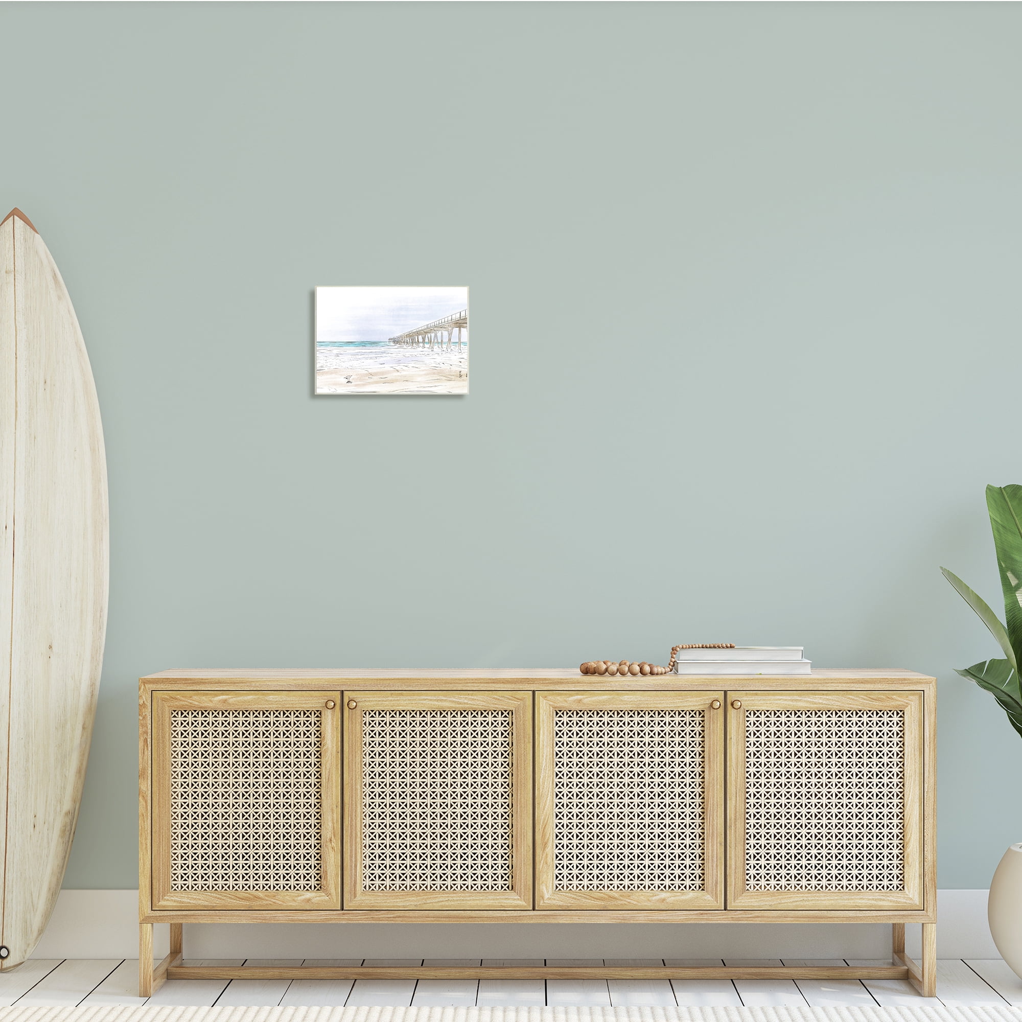 Stupell Indtries Tall Wharf over Beach Coast Detailed Linework Landscape,15 x 10,Design by Bill Carson Photography