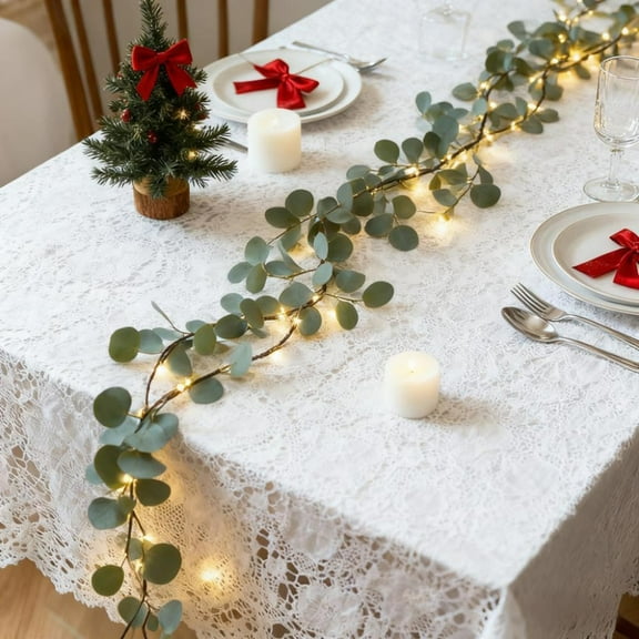 KOYPTL 2 Pack Christmas Artificial Garland Twinkling Tree Fairy Light Olive Vine,6.6Ft 20LED Faux Vines Greenery Garland with Lights for Christmas Spring Wedding Table Bedroom Home Decoration