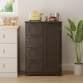 thumbnail image 2 of Asofer 33"H Pantry Cabinet, 1 Door 4 Drawer Sideboard with 3 Adjustable Shelves for Kitchen Dining Room, Dark Brown, 2 of 11